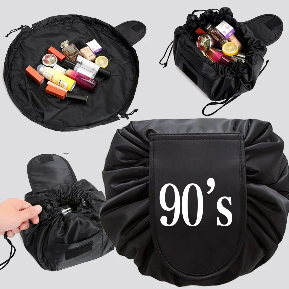 

Portable Women Drawstring Makeup Bags Travel Cosmetic Bag Shoulder Toiletries Organizer Waterproof Beauty Wash Pouch 90s Pattern