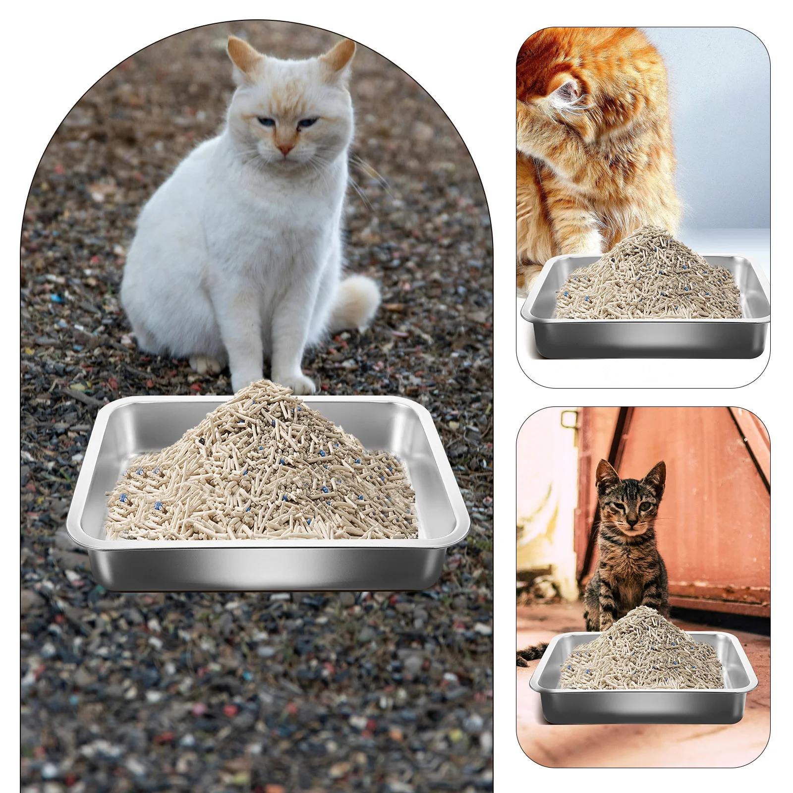 Stainless Steel Cat Litter Box Large Capacity Toilet Kitten Clean Kennel Boxes Metal Tray