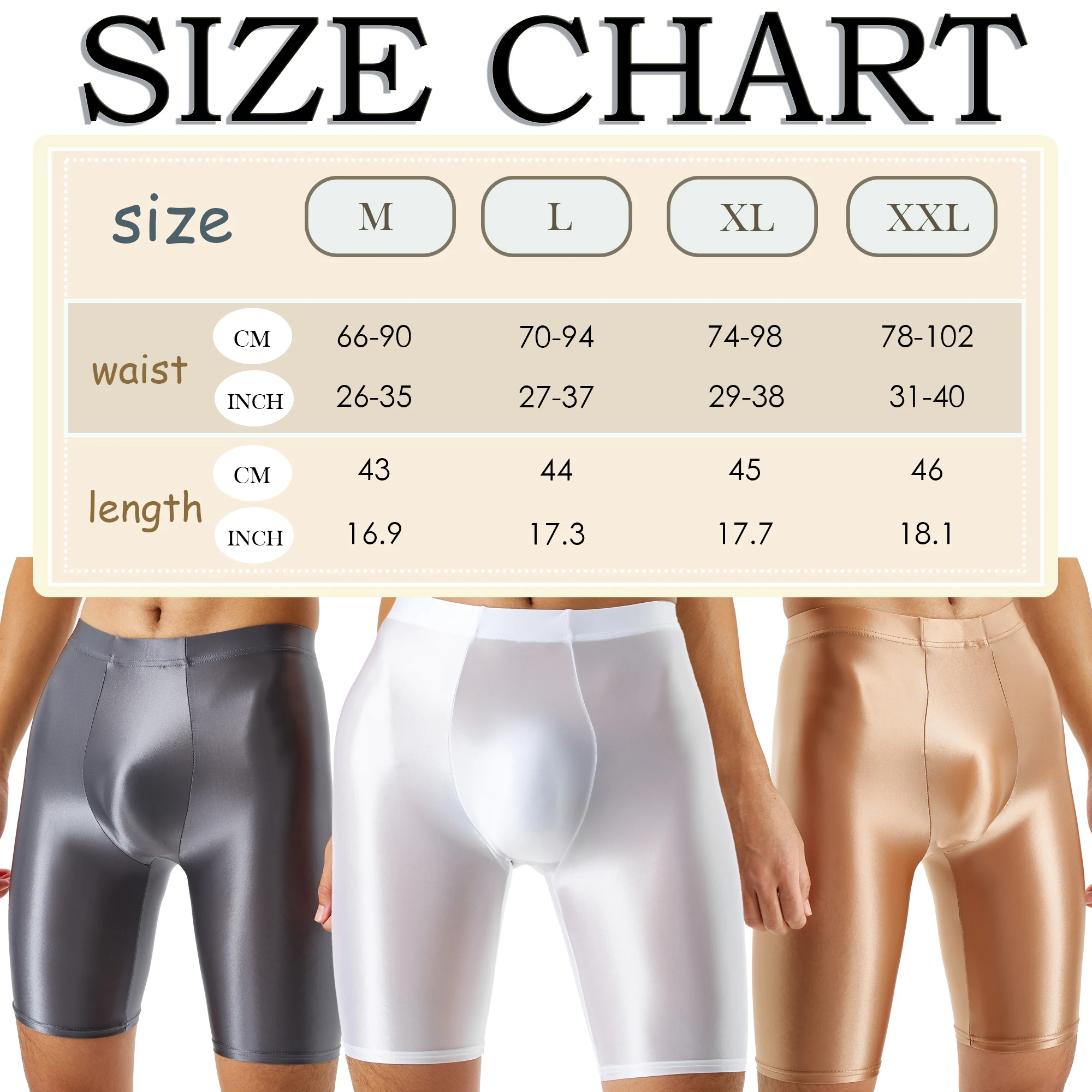 FYXLJJ Mens Oil Shiny Glossy Shorts Sexy Slim Boxer Shorts Leggings Fitness Sweatpants Bulge Pouch Trunks Swimwear Sport Bottoms