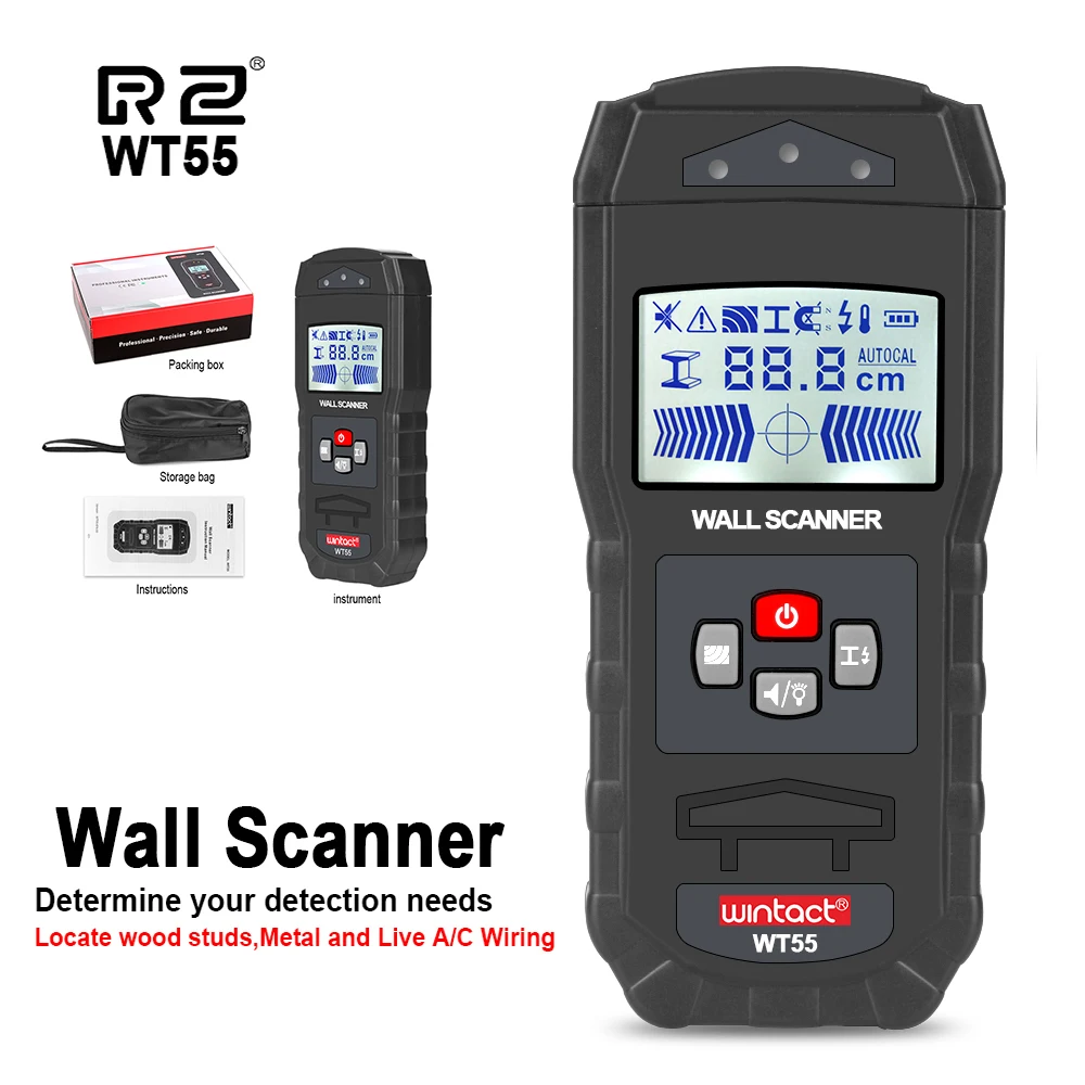 

WINTACT Wall Scanner Handheld Multifunction Wall Detector Water Metal Wood Cable Live Wires Stud Pipe Finder