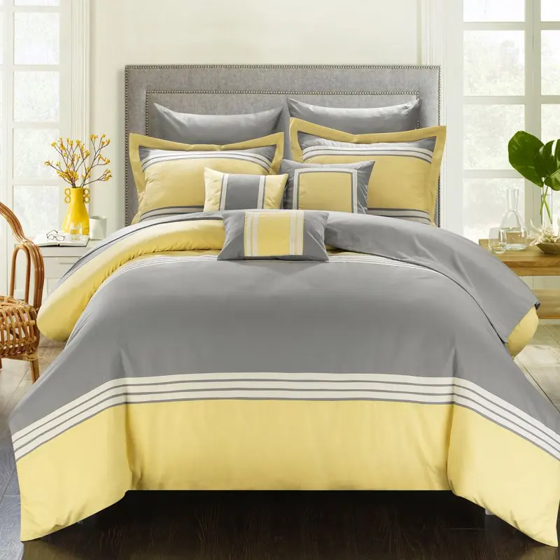 

Falconia 8-Piece Color Block Comforter Set, Twin, Yellow