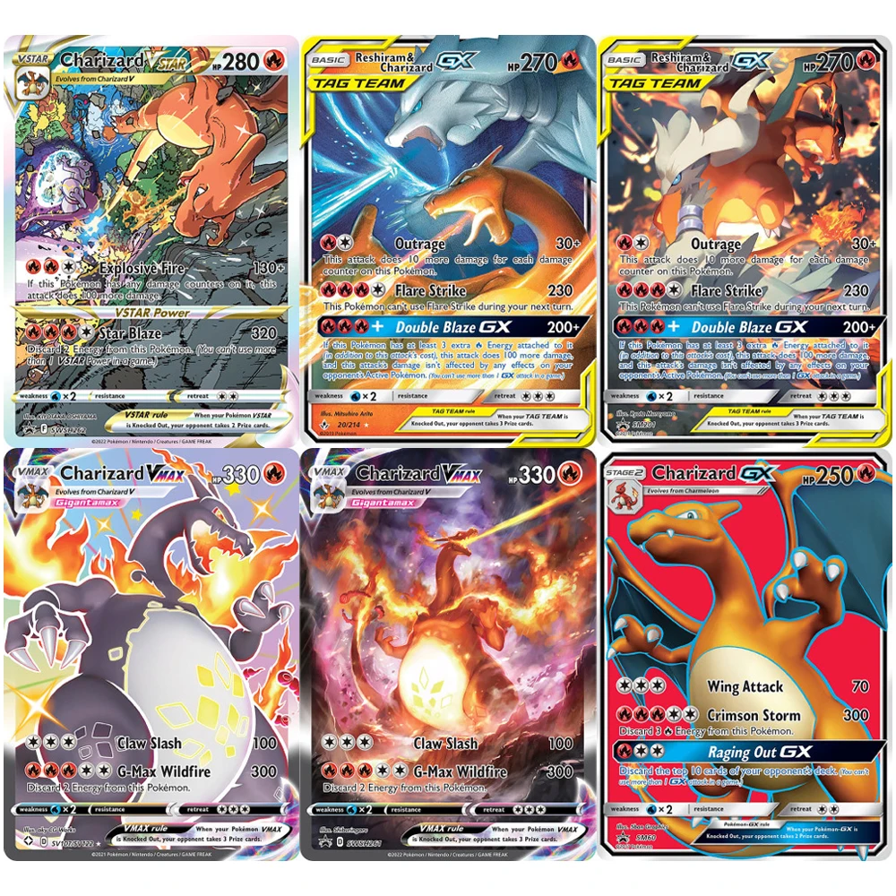 

Diy PTCG английская версия Звездные флэш-карты Pokemon Charizard Коллекция классических игр аниме-Открытки Подарочные игрушки