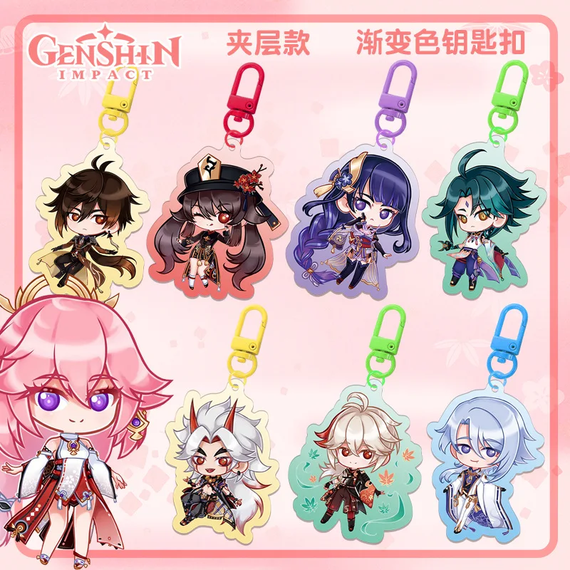 

Anime Genshin Impact Raiden Shogun Key Chain Acrylic Game Figure Xiao Cosplay Keychains Cute Bags Car Keyrings Pendant Fans Gift
