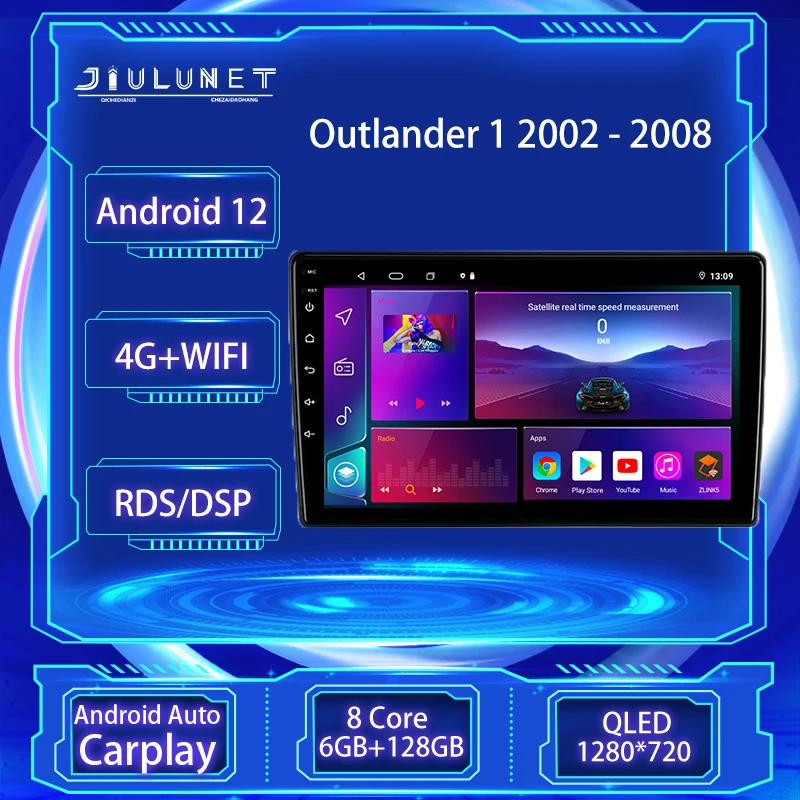 

JIULUNET 8-ядерный автомобильный радиоприемник Android 12 для Mitsubishi Outlander 1 2002 - 2008 мультимедийный плеер навигация Carplay Авто 2 Din