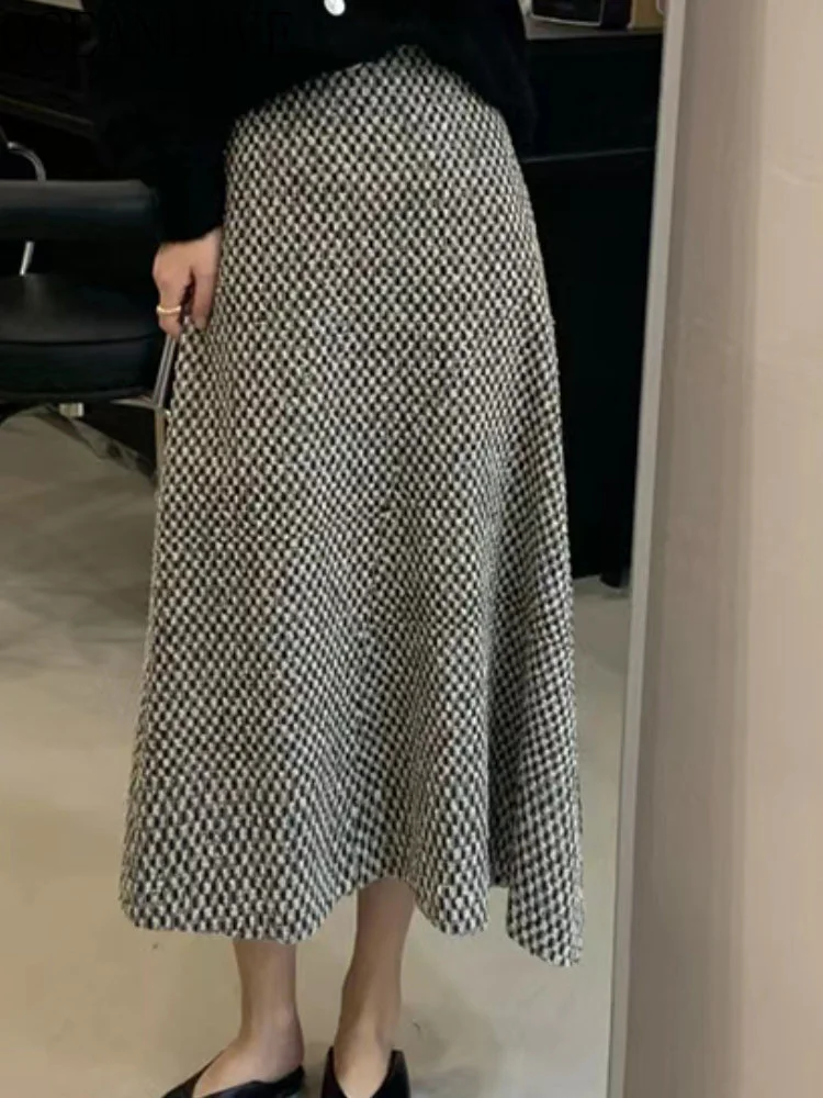 

Юбка женская клетчатая трапециевидная с высокой талией, на осень/зиму