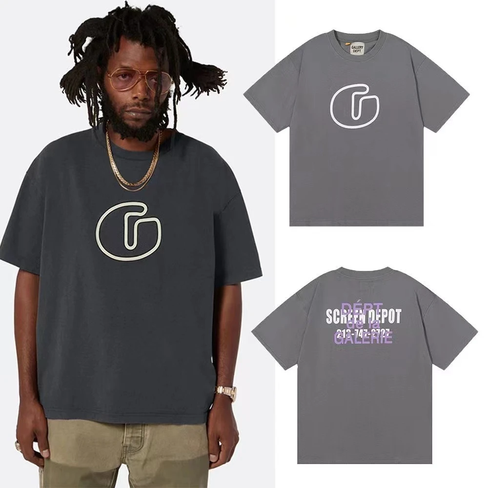 

American fashion brand GARY DEPT simple big G letter printing high street loose limited popular short-sleeved men's T-shirt