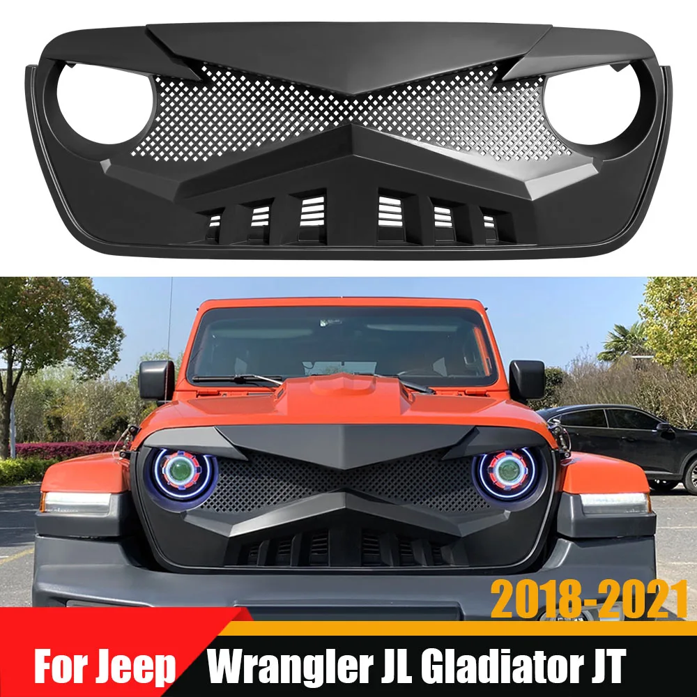 

Modified Front Bumper Mask Cover Front Racing Mesh Grills Off-road 4x4 Accessories For Jeep Wrangler JL Gladiator JT 2018-2021