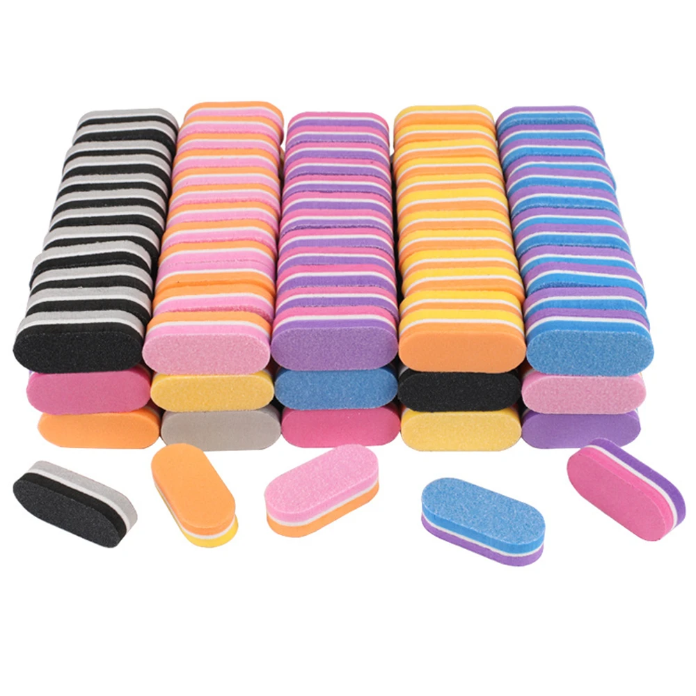 

10/50pcs lot Double-sided Mini Nail File Blocks Colorful Sponge Nail Polish Sanding Buffer Strips Polishing Manicure Tools 10/5