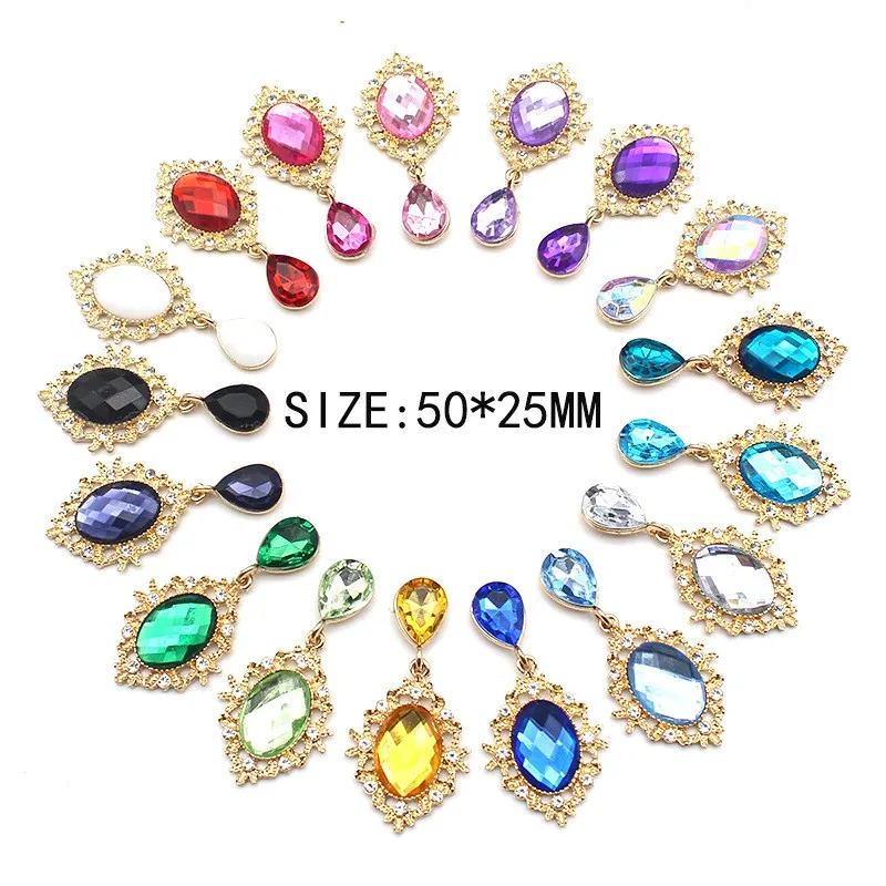 

New 5pcs/Lot 25*50MM Acrylic Crystal Craft for Sewing Accessories for Needlework Diy Rhinestone Button for Clothing Decorative