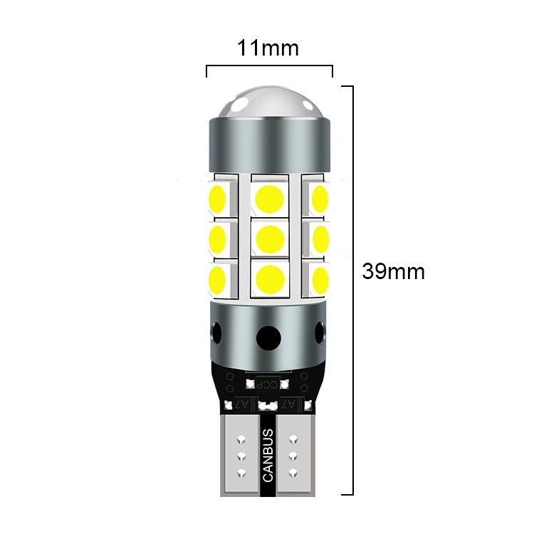 Фото Универсальные 2 шт. T10 194 3030 27SMD светодиодные клиновые лампы для освещения номерного знака, боковые габаритные огни, стояночные огни DRL Canbus, без ошибок, 12 В №3