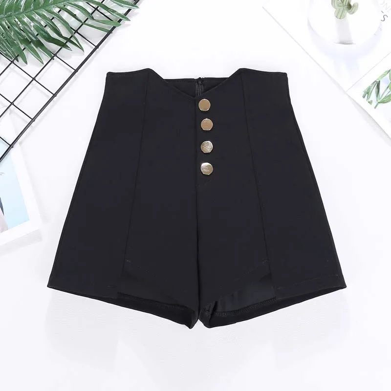 

Cotton Shorts Women 2021 Pregnant Women's New High Waist Irregular Casual BLACK