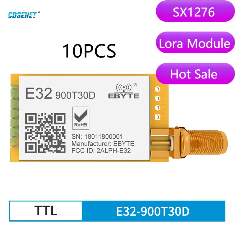 

SX1276 LoRa беспроводной модуль последовательного порта RF UART 868 МГц 915 МГц 30 дБм 8 км длинный радиус освещения CDSENET E32-900T3 0D TTL DIP трансивер