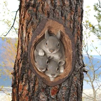 1pcs easter resin cartoon squirrel tree hug pendant wall garden art sculpture outdoor decoration craft 16%c3%978%c3%979cm