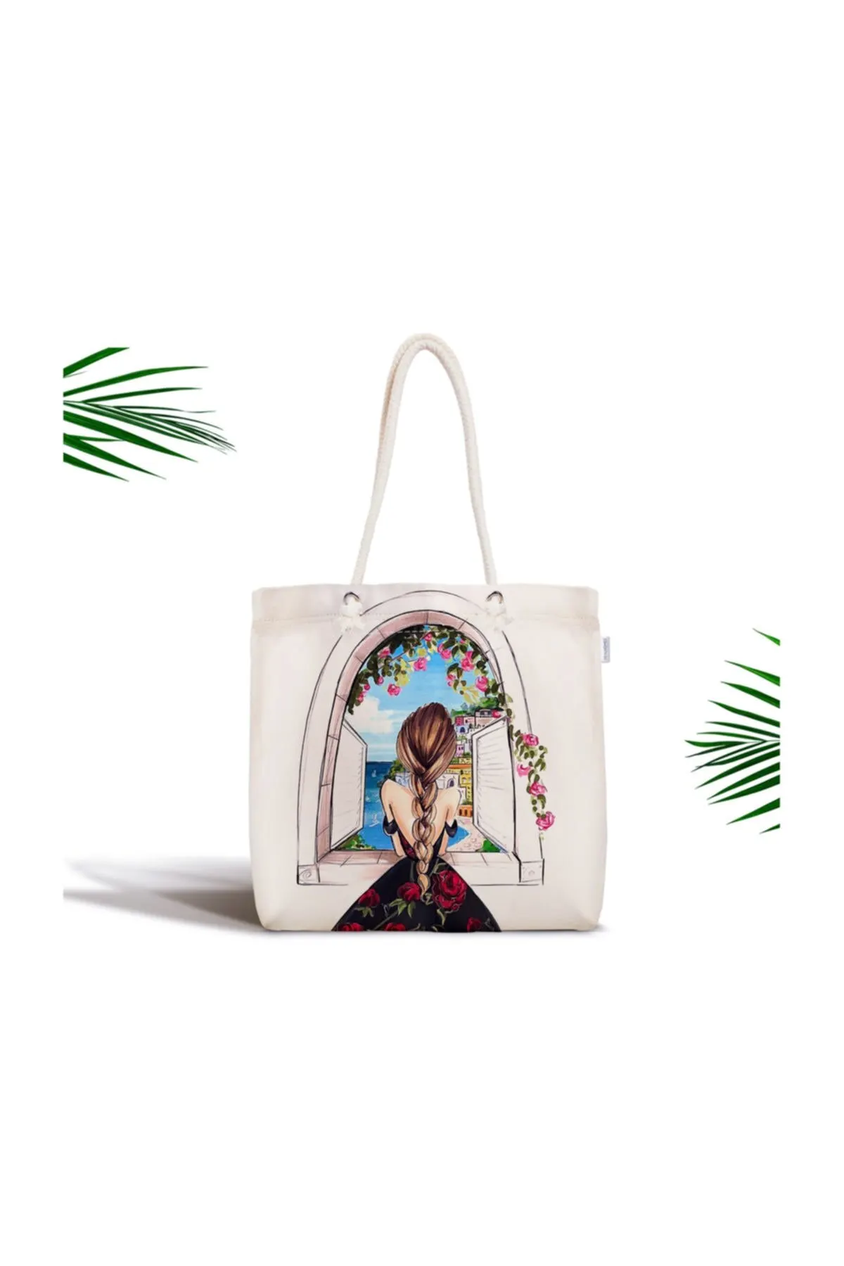 

Женская пляжная сумка с пейзажем счастья акварельный рисунок специальный дизайн Современная тканевая сумка-тоут на молнии летние сумки дл...