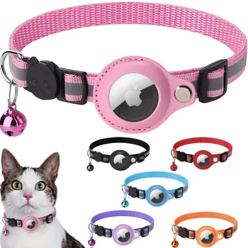 For Apple Airtag Case Cat Collar With Bell Reflective Nylon Collar For Dog GPS Finder Anti-lost Location Tracker Pet Products 1