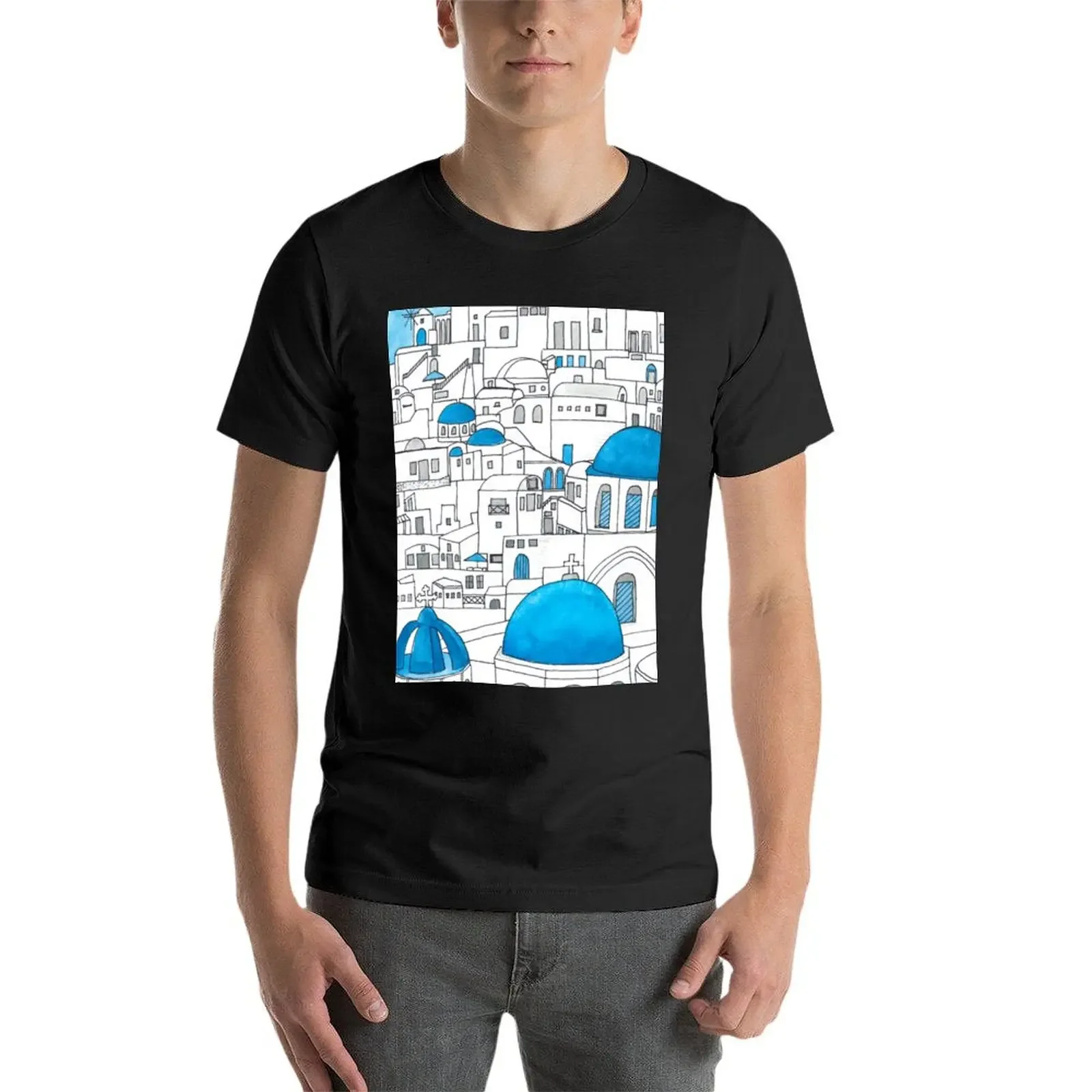 Футболка Santorini Blue and White Paradise мужская футболка таможенный дизайн быстросохнущие