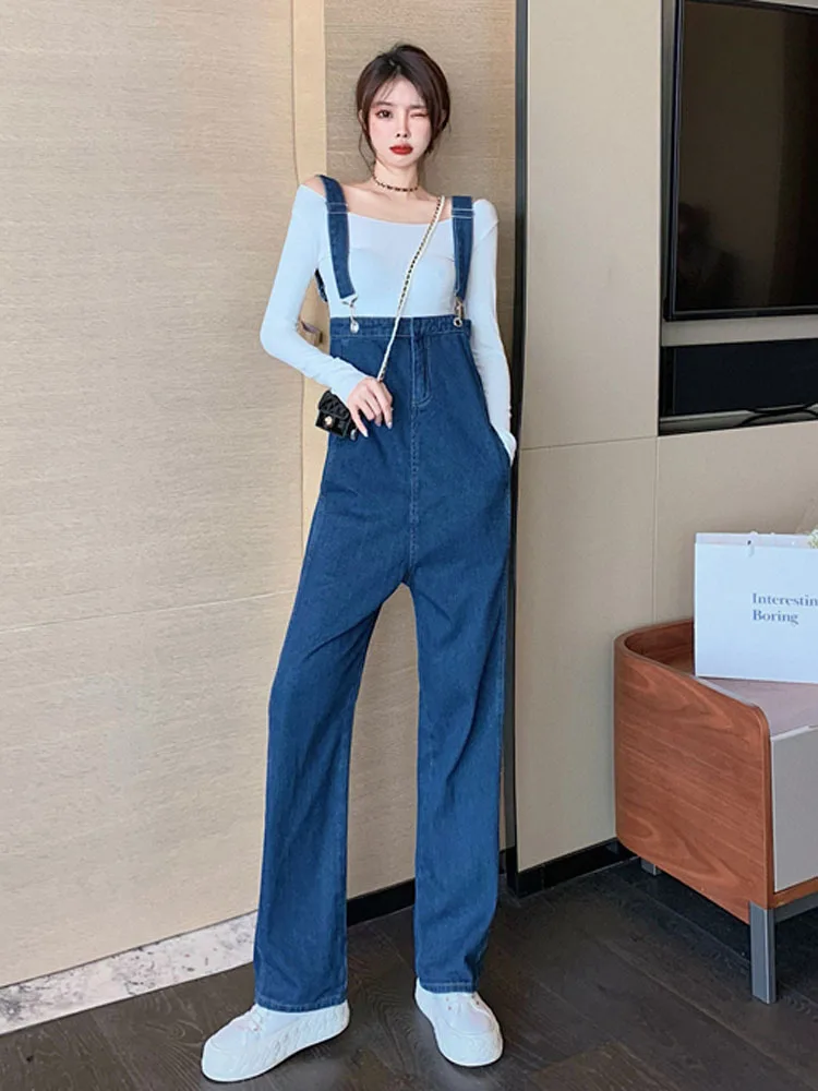 

Denim Overalls Women's 2022 New Autumn age-reducing Jumpsuits Wide-Leg Mopping Trousers Tide