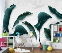 custom 3d murals wallpaper modern green leaves art wall painting living room bedroom background wall covering home improvement