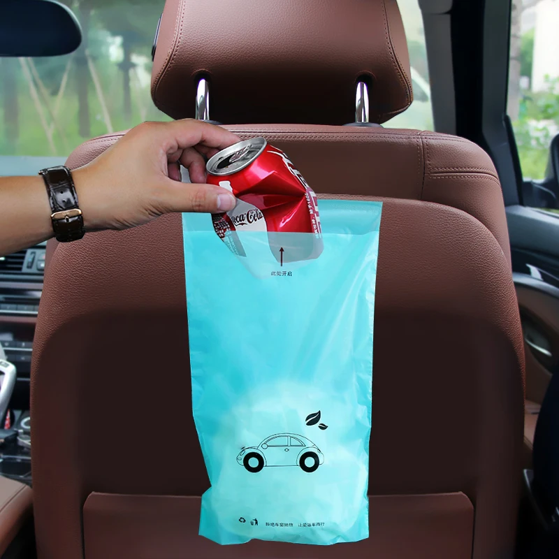 50 Pcs Car Garbage Bag Kitchen Trash Rubbish Bag Traveling Portable Auto Seat Back Hanging Trash Bag Office Home Disposable Bag