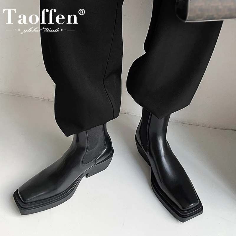 

Taoffen/Новое поступление; Женские короткие ботинки; Коллекция 2023 года; Клубная обувь разных цветов из натуральной кожи; Модная женская обувь; Р...