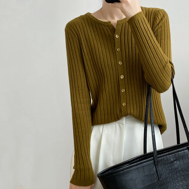 

Женский трикотажный кардиган, однобортный свитер с длинным рукавом и V-образным вырезом, Осень-зима 2022