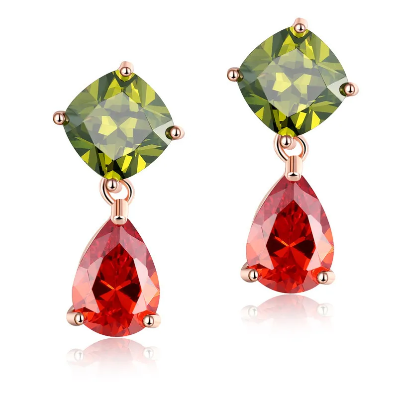 

KHARISMA Fashion Elegant Colored Shiny Zircon Drop Earrings Jewellery Copper Alloy Earings for Women