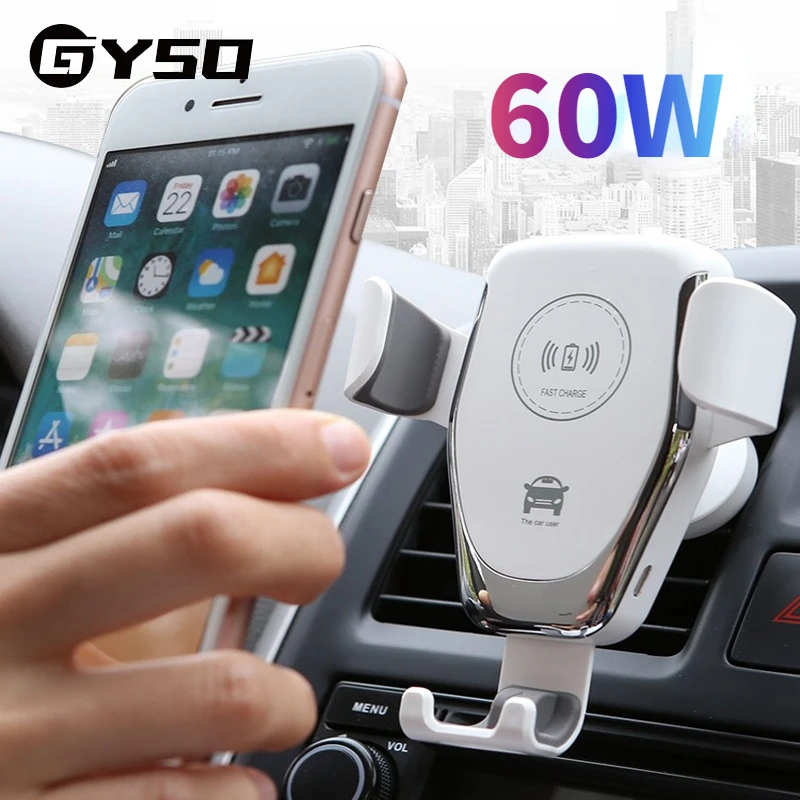 

60W Fast Car Wireless Charger For iPhone 13 12 11 Pro XS Max XR X Samsung S10 S9 S20 Wireless Charging Phone Car Holder Chargers