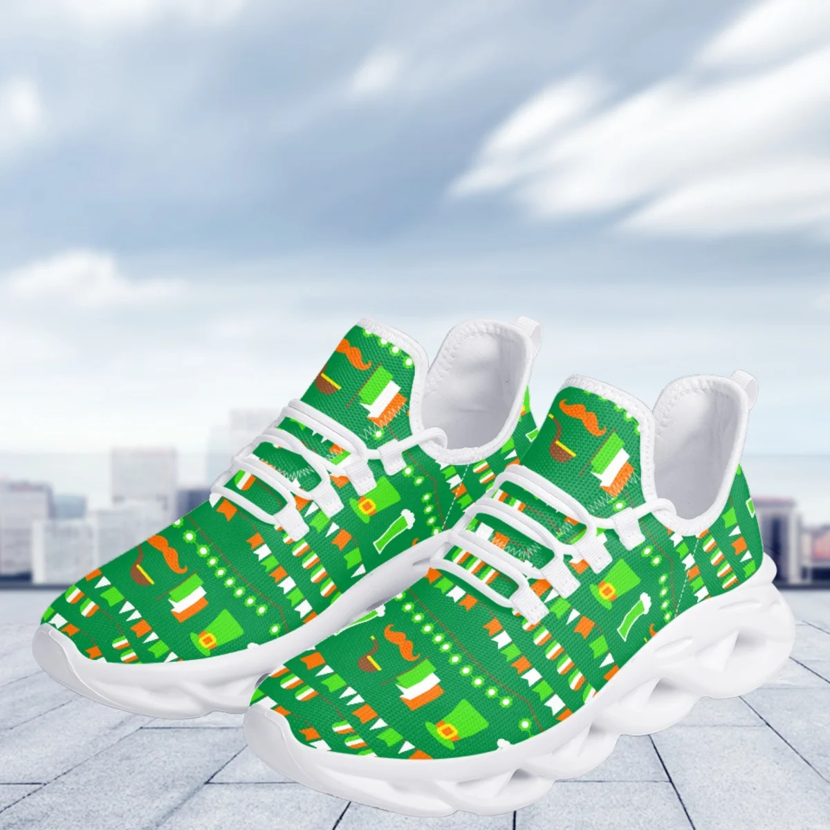 Comfortable Lightweight Sneakers New St. Patrick Element Design Casual Flats Shoes