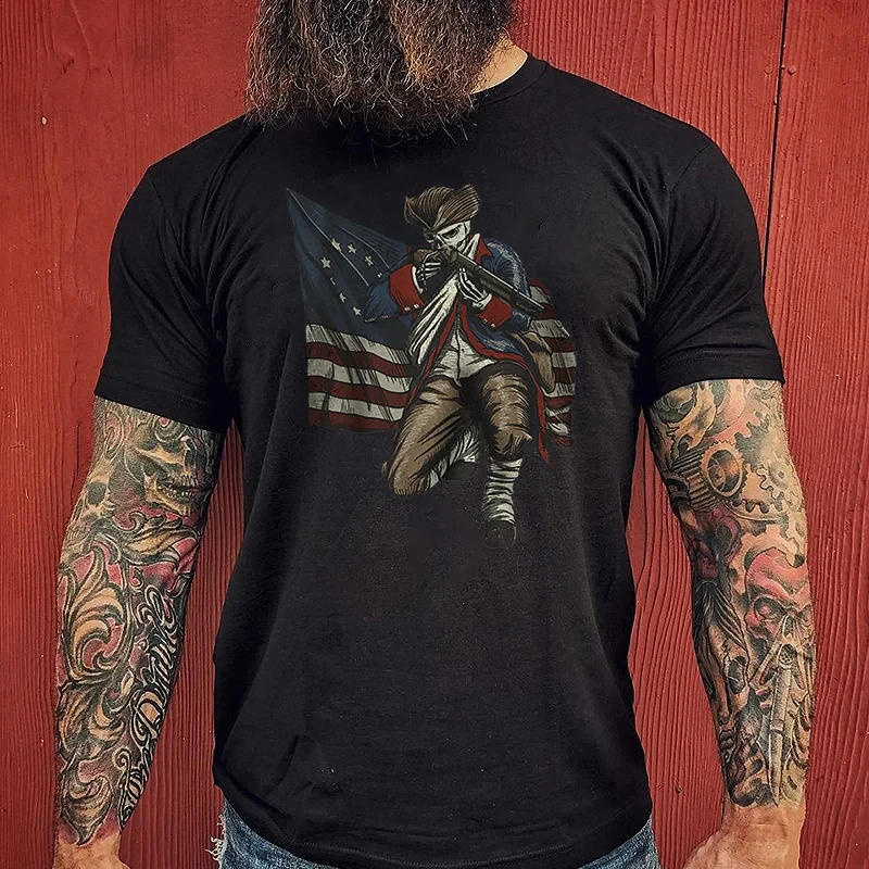 

Rheaclot USA Flag Design Printing Men's Casual Fashion T-shirt