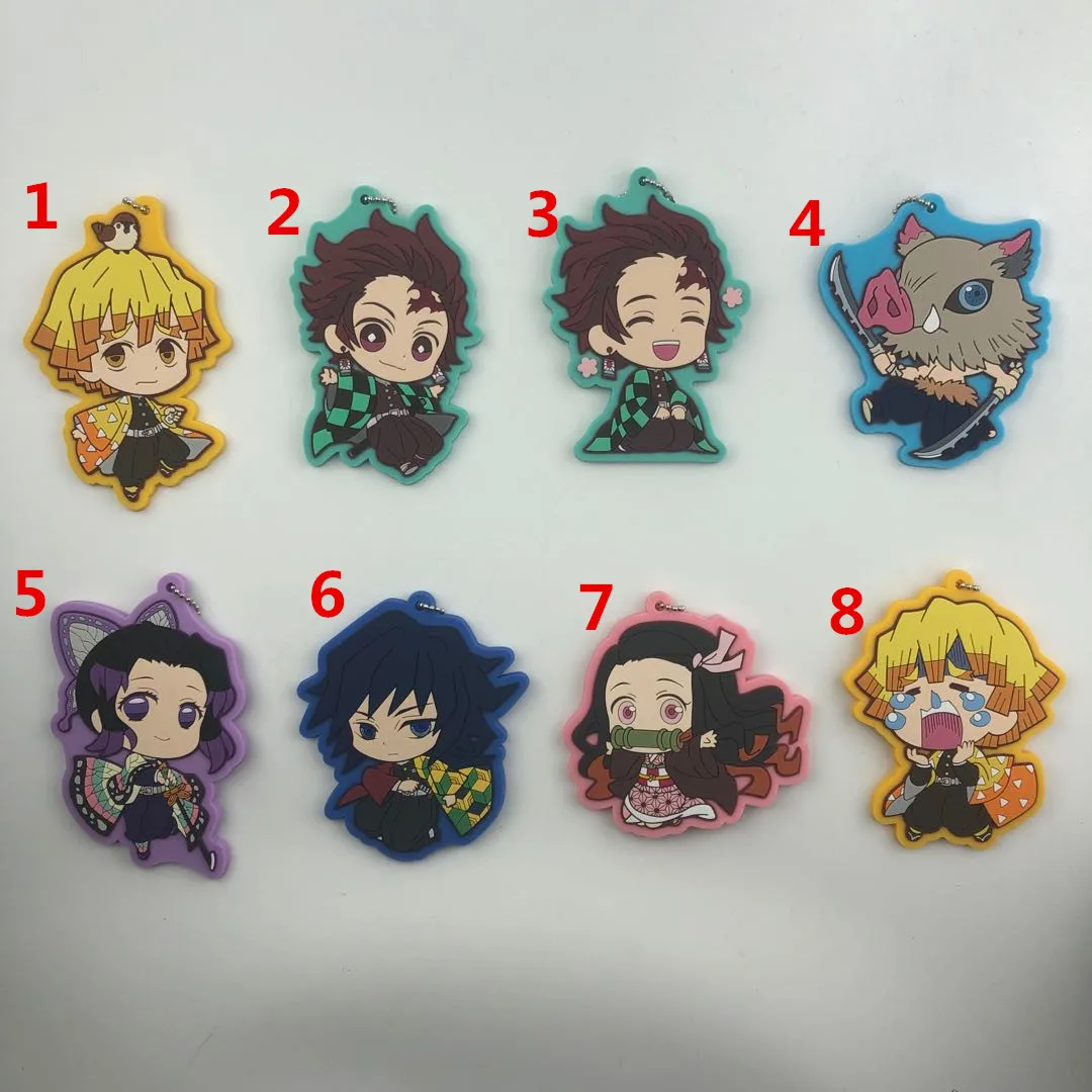 

Anime Demon Slayer Kimetsu no Yaiba Anime Rubber Keychain Key Ring Race Straps Cosplay