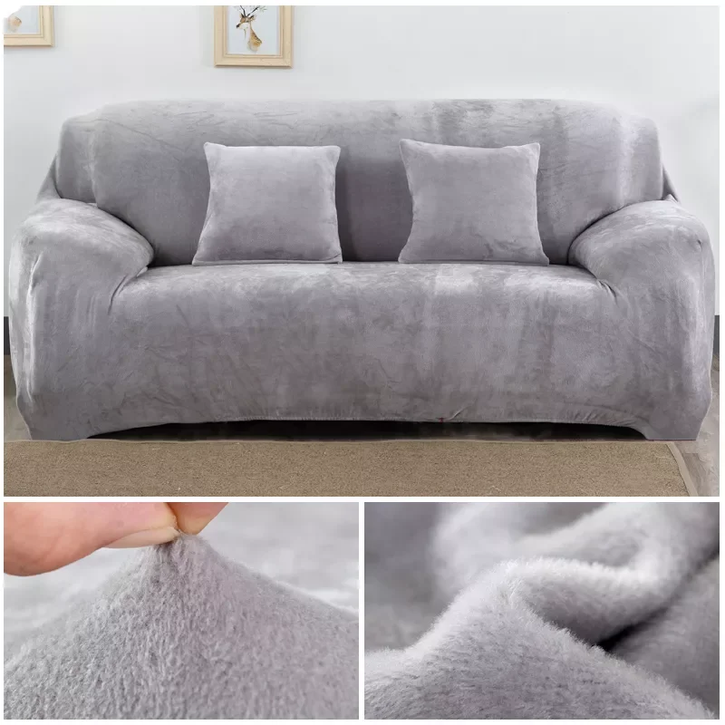 

Plush Sofa Cover Stretch Solid Color Thick Slipcover Sofa Covers for Living Room Pets Chair Cover Cushion Cover Sofa Towel 1PC