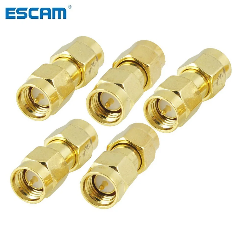 

New Hot 5 pcs Gold Tone SMA Male to SMA Male Plug RF Coaxial Adapter Connector