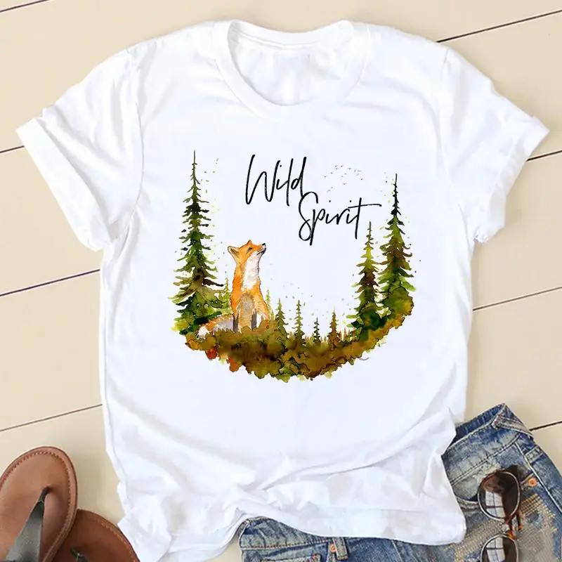 

Women Watercolor Wild Animal Trend T-shirts Short Sleeve Ladies Fashion Casual Clothing Summer Clothes Female Tee Graphic Tshirt