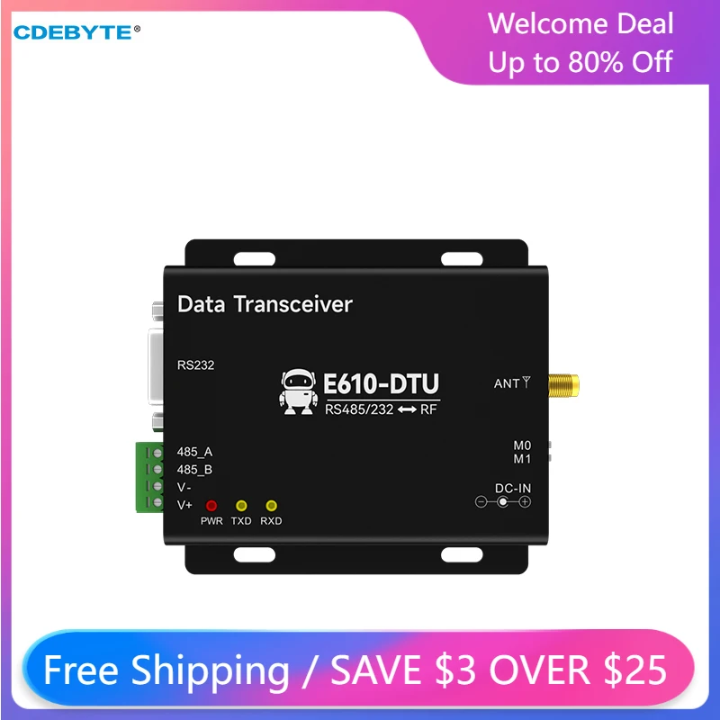 RS232/RS485 433 МГц Беспроводная цифровая радиосвязь ограниченная Высокоскоростная непрерывная передача (433C30) 30 дБм 10 км