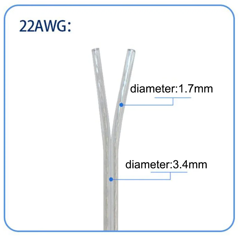 28/26/24/22/20/18AWG 2-жильный медный провод, прозрачный параллельный кабель, плоская линия питания постоянного тока 1A 2A 3A 5A 7A для светодиодной ленты E2
