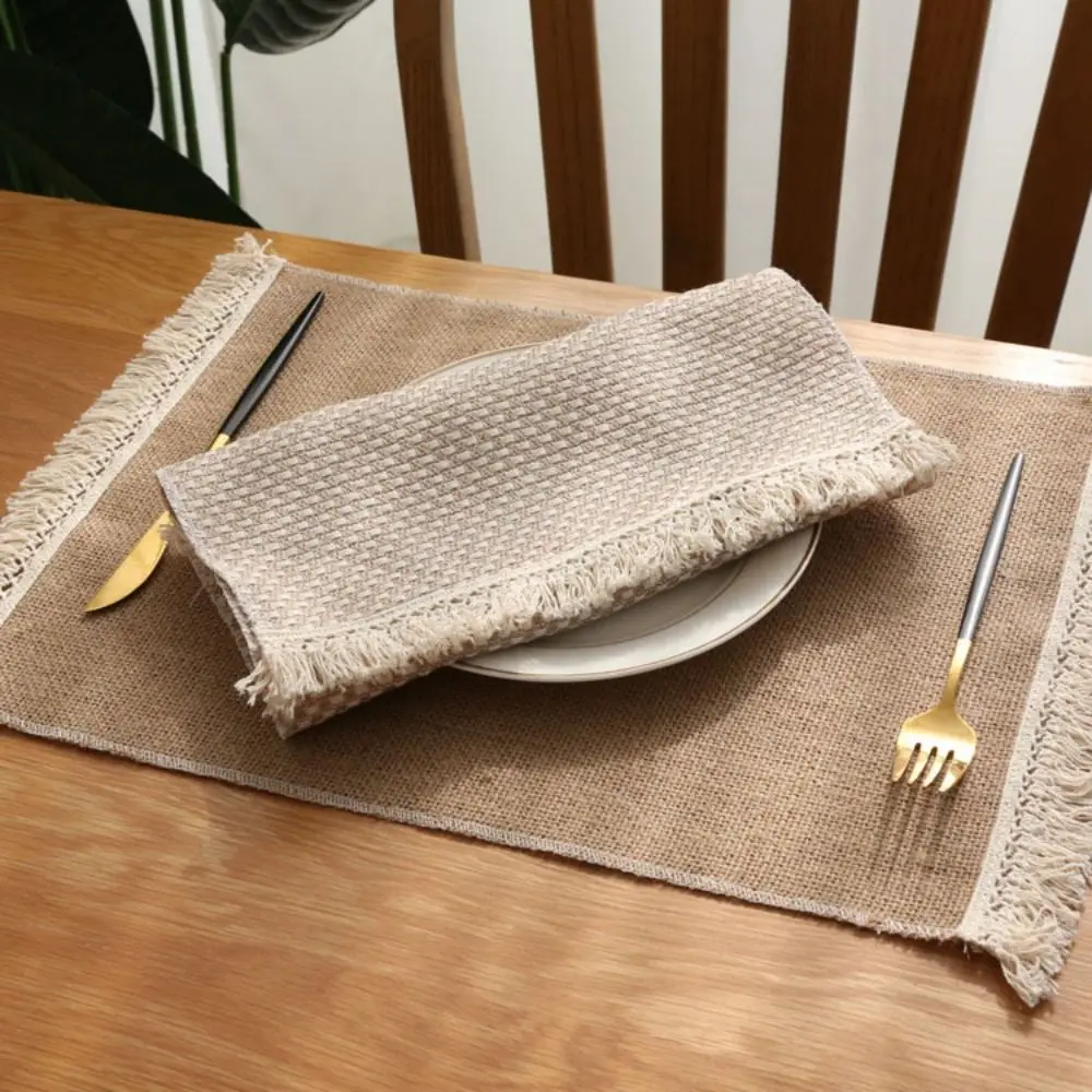 

Japanese Style Soft Fringed Cotton Linen Party Supplies Household Table Decor Table Mats Napkin Placemats