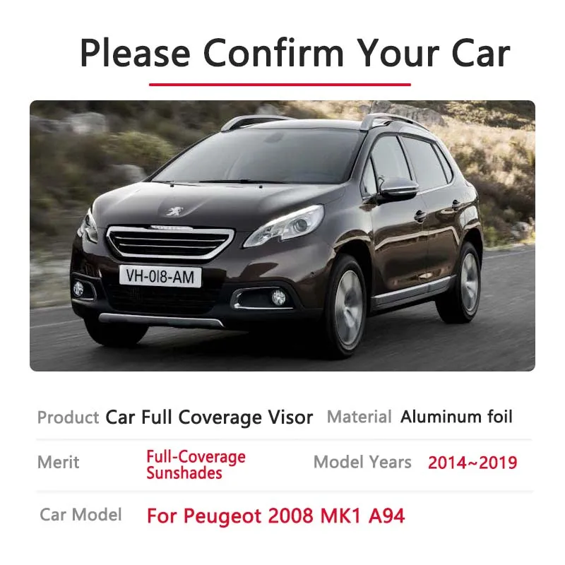 Фото Аксессуары для Peugeot 2008 MK1 A94 2014-2019 2017 2014 2015 2016, автомобильный зонтик с полным покрытием, солнцезащитные козырьки с защитой от УФ-лучей, внутренние окна №2