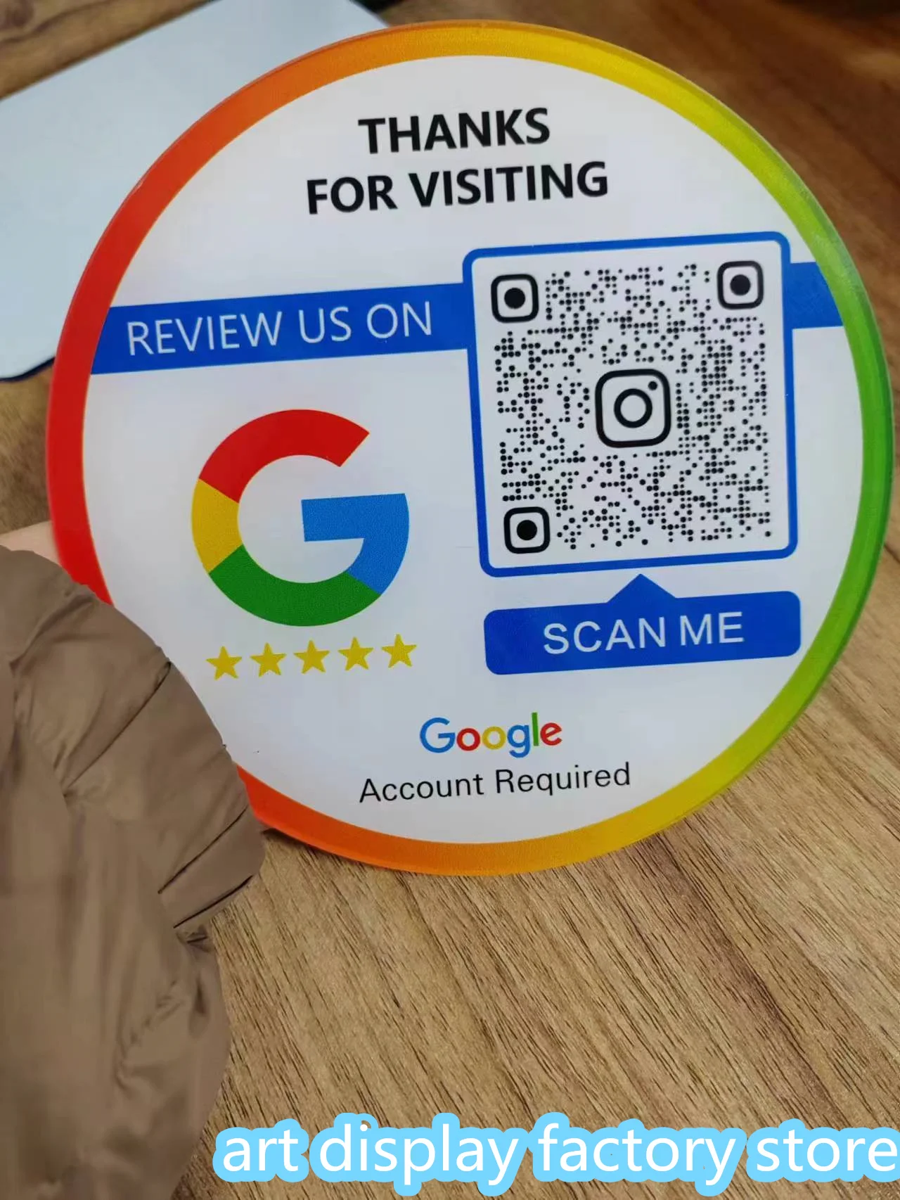 Индивидуальная акриловая деловая социальная пластина Google обзор QR фотография