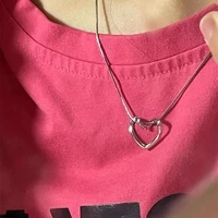 2022 new metal hollow heart pendant necklace womens luxury design simple charm necklaces