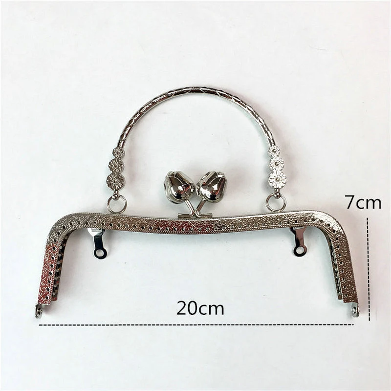 10pcs 20cm Metal Purse Frame Handle for Making Kiss Clasp Lock Rose Head Embossed Bronze Tone Bags Hardware Accessories