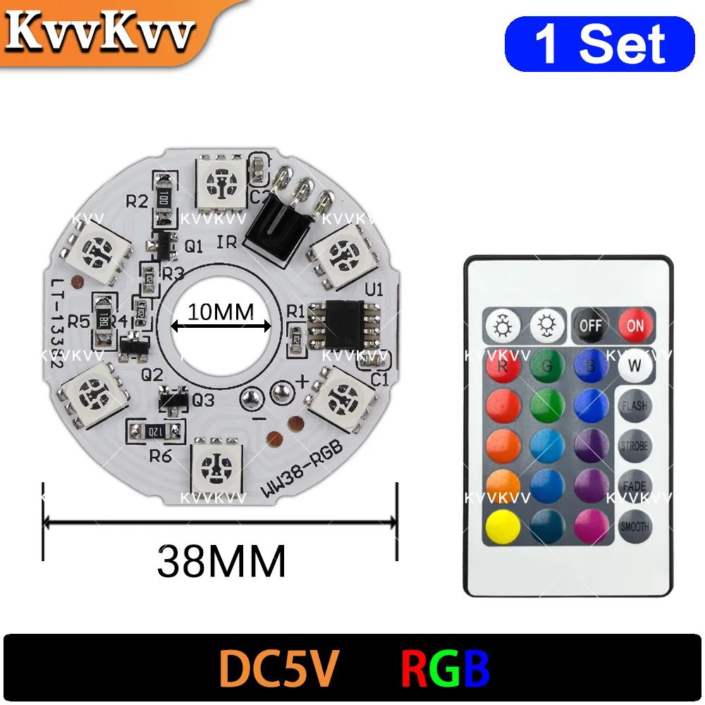 

38 мм цветная RGB световая панель круглая светодиодная подсветка источник света низкое напряжение постоянного тока 5 В совместимая зарядка/сенсорный переключатель дистанционное управление окружающая среда DIY