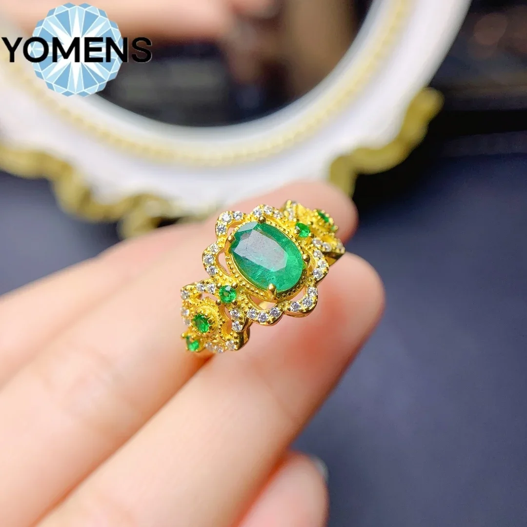 Оригинальное Серебряное Кольцо С Изумрудным Камнем. Элегантные Женские