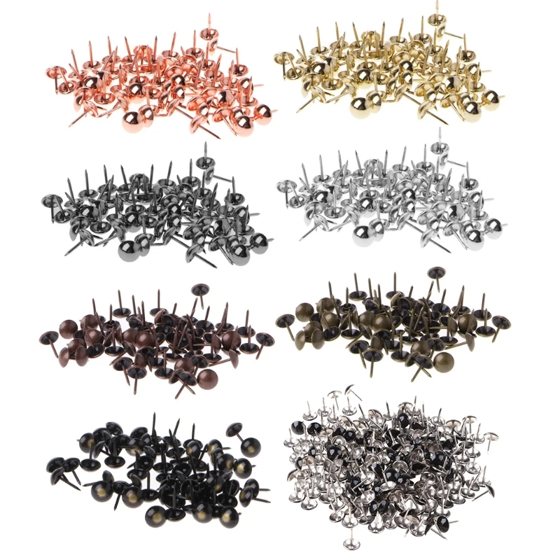 

100 Pcs Antique Furniture Decorative Nails Assortment Kit Upholstery Tacks Doornail Hardware Thick Pushpin Hobnail