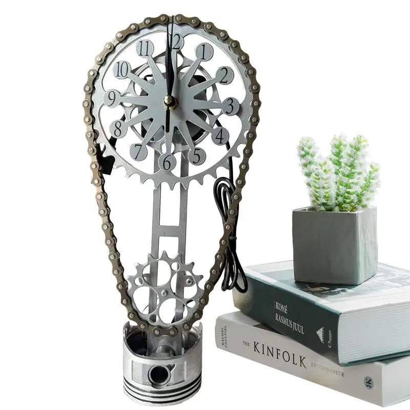 

Chain Gear Clock Rotating Metal Gear Clock Quartz Movement Decoration Tool For Homes Dormitories Schools Offices