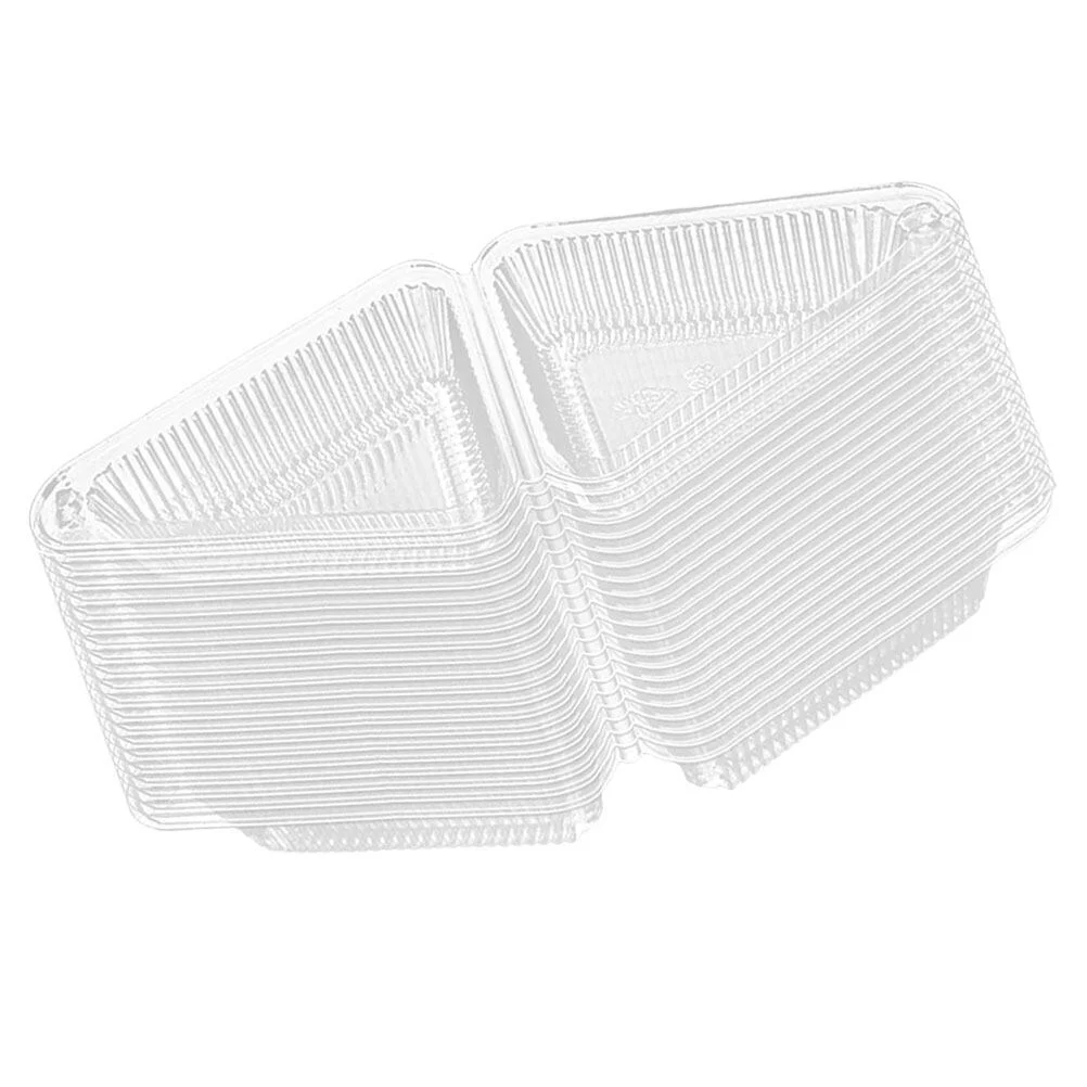 

50 Pcs Triangular Cake Box Sliced Cheese Container Go Containers Plastic Lids Mini Food Small Boxes The Pet Storage Disposable