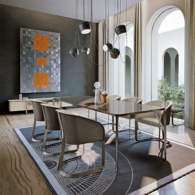 

Custom Minimalist Dining Table Customizable Marble Countertop Italian Designer Creative Rectangular Home Dining Table Chairs