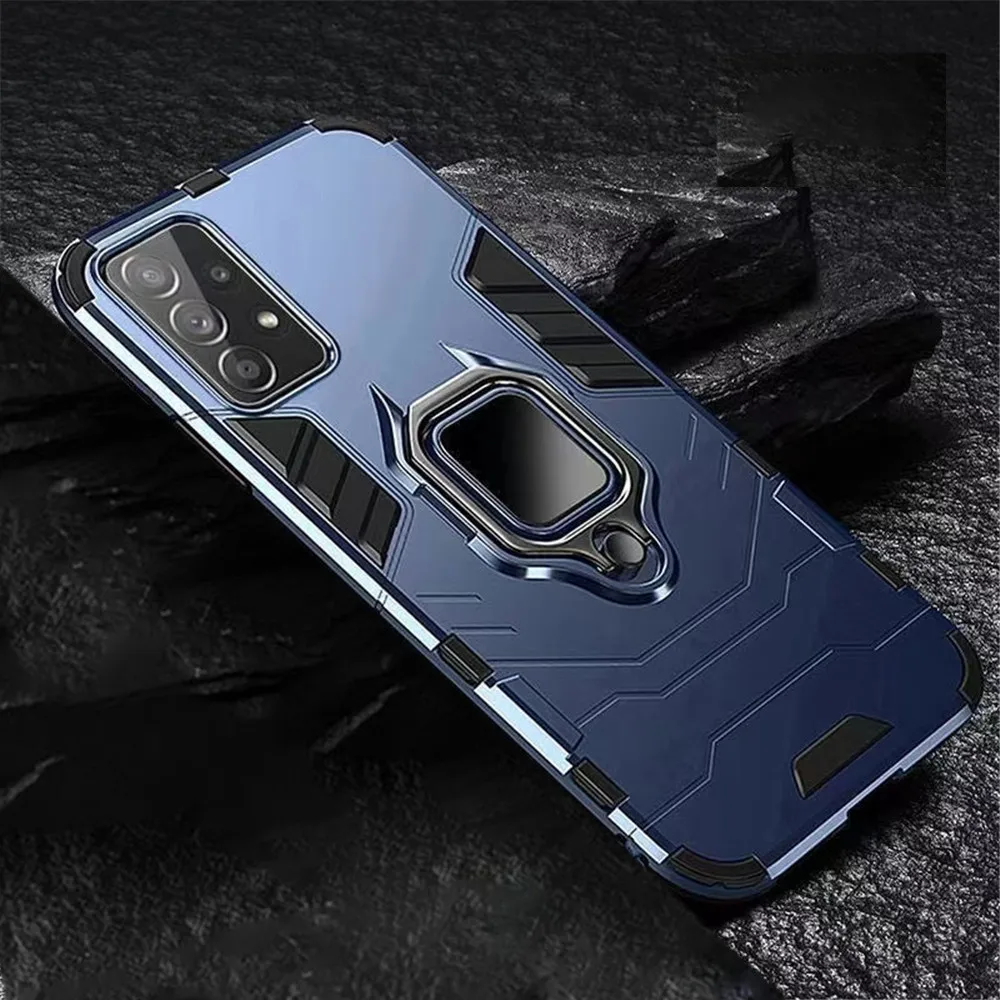 

for Samsung A52 A32 A72 A82 A22 5G Ring Stand Silicone Back Cover for Galaxy F62 F52 5G M62 Samsung A52 5G Shockproof Armor Case