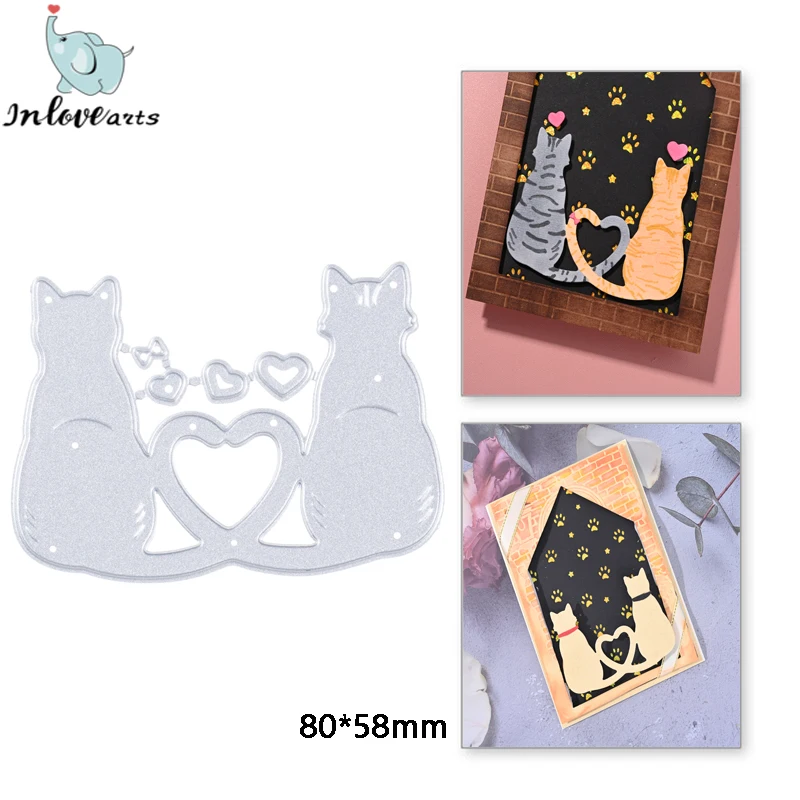 

Heart Couple Cat Metal Cutting Dies Stencil Scrapbooking DIY Album Stamp Paper Card Mold Embossing Decoration Craft