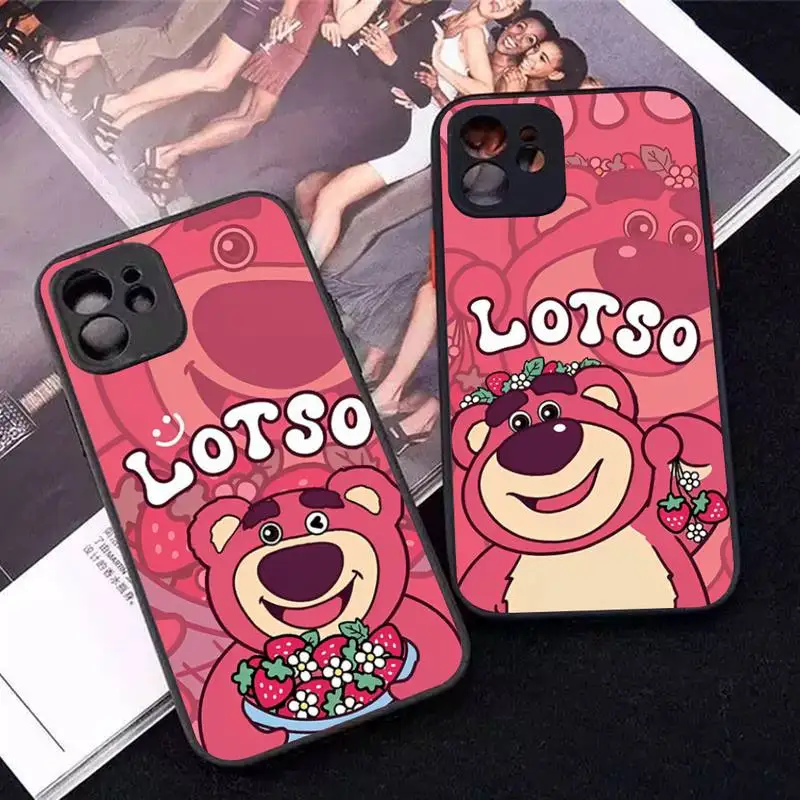 

Cute Cartoon Anime Role Lotso Doll Phone Case for iPhone 14 11 12 13 Mini Pro Max 8 7 Plus X XR XS MAX Translucent Matte Cover