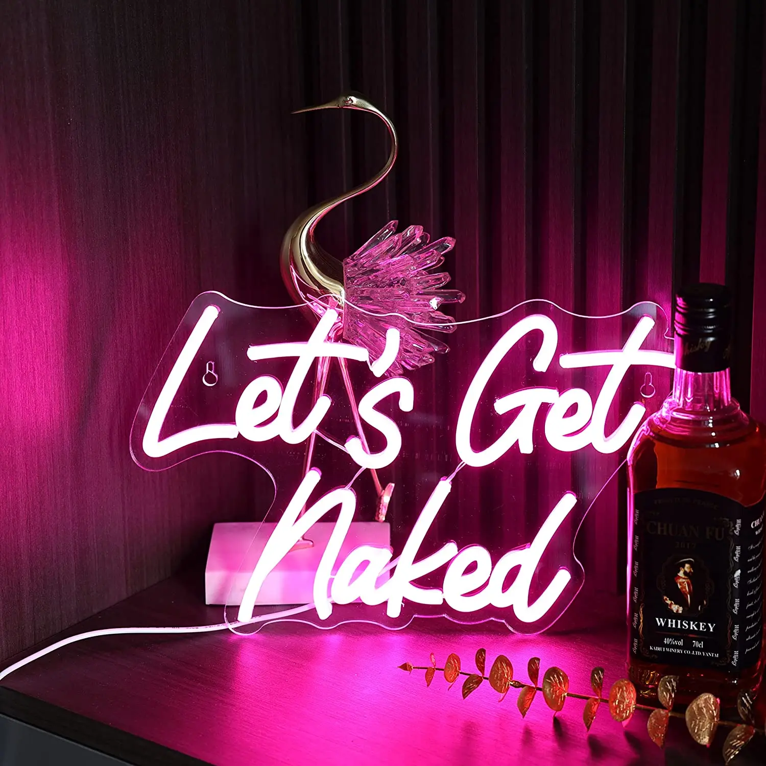 Let's Get Naked Neon Sign for Bathroom USB Powered, Dimmable Neon Light for Wall Decor, LED Neon Wall Light for Party Event Blue